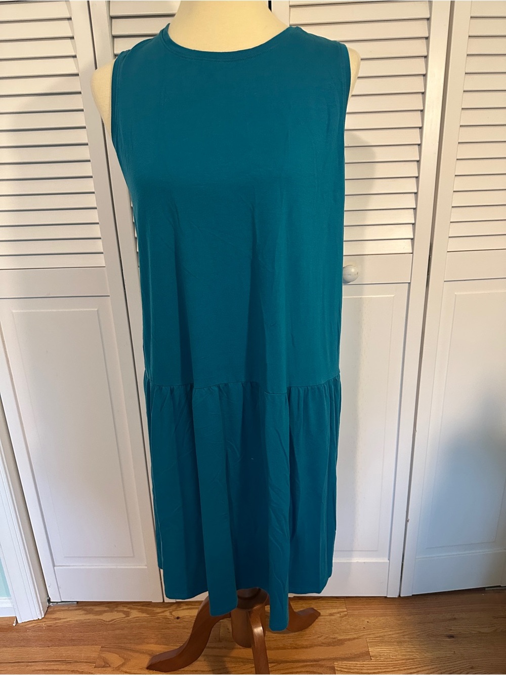 Eileen Fisher Teal Sleeveless Drop-Waist Dress